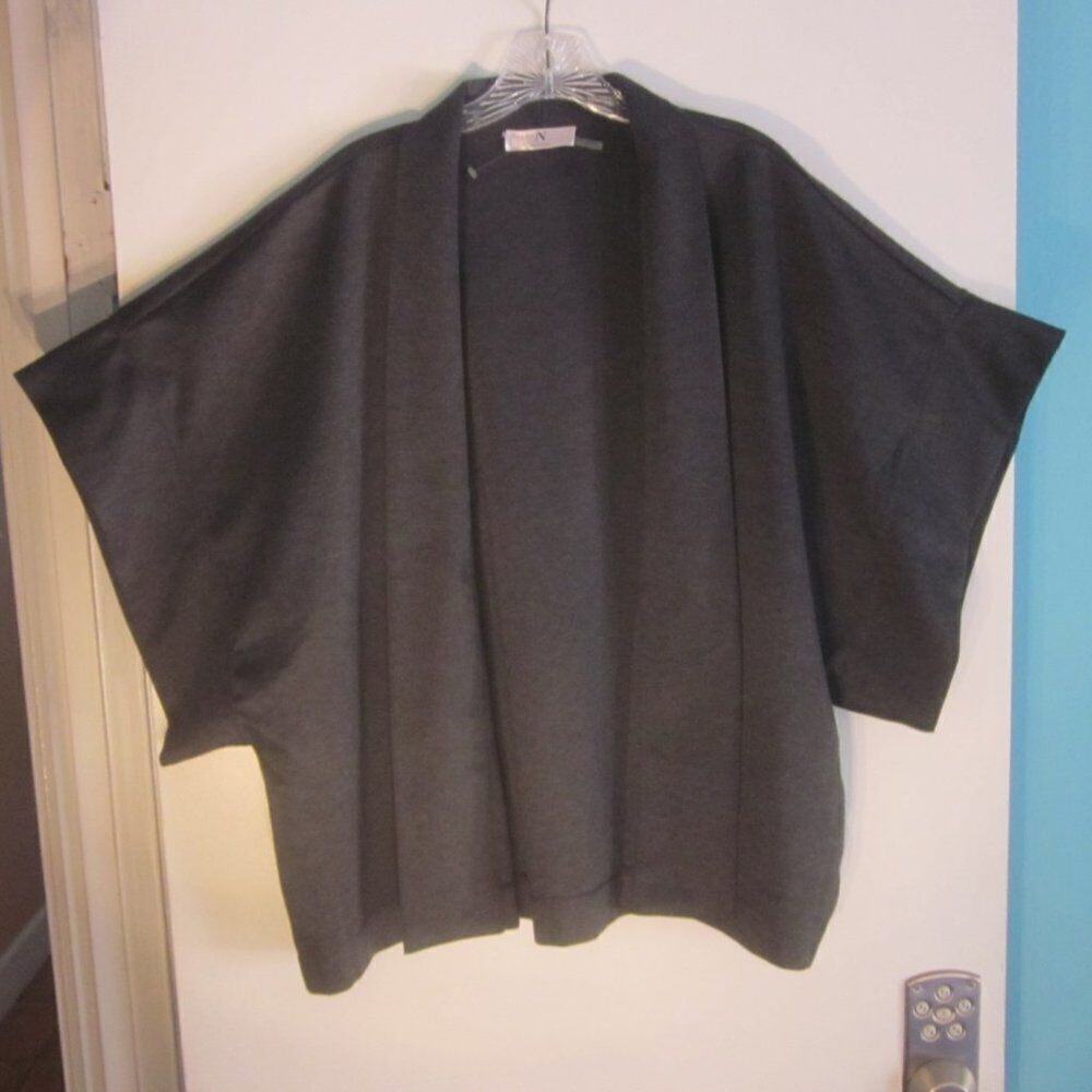 Natori Gray Kimono Sleeve Open Front Cardigan Sweater Top  Size L New with Tags